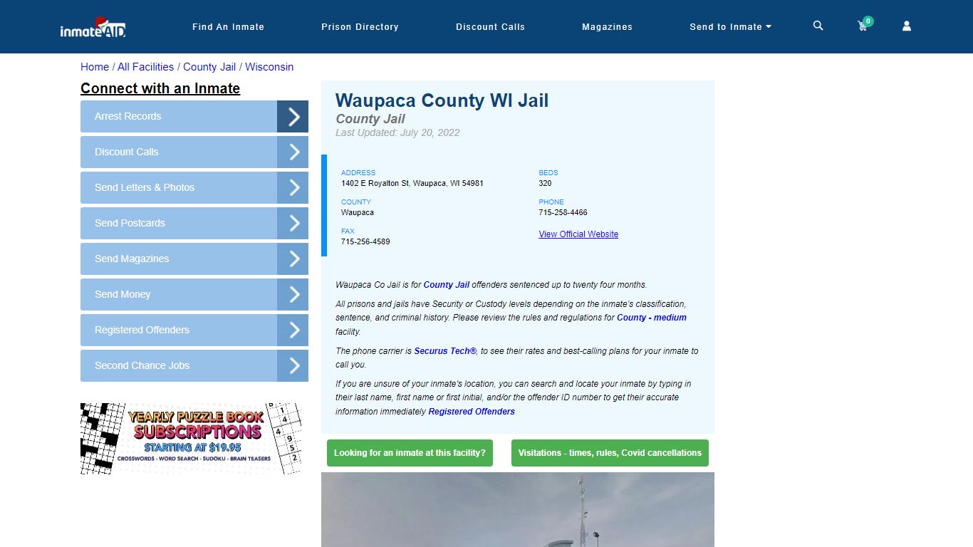 Waupaca County WI Jail - Inmate Locator - Waupaca, WI